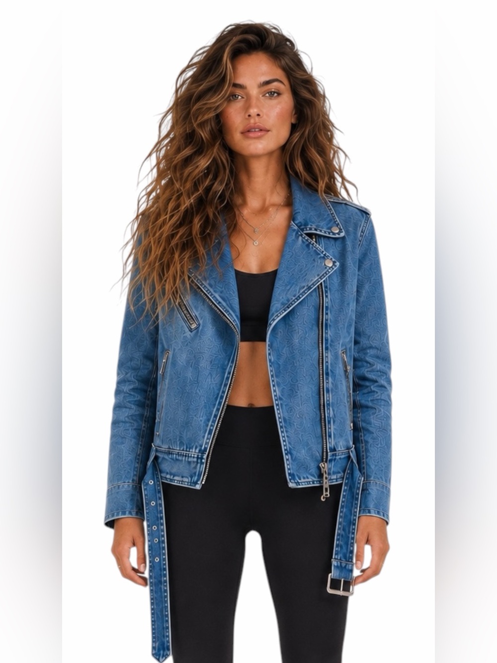 NWOT Rag & Bone / Abbey Denim Moto Jacket - Medium Wash Blue - Sz M